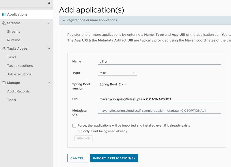 Register the billrun batch app