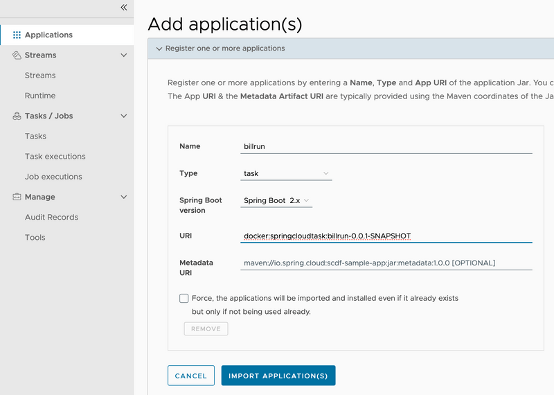 Register the billrun batch app
